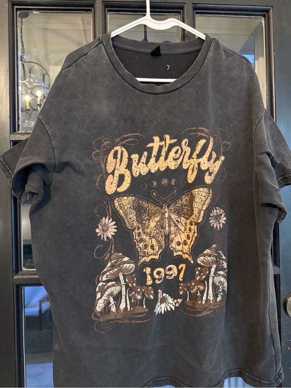 Black acid wash 1997 butterfly t-shirt